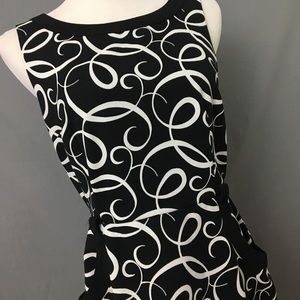 Mod summer dress black white swirl sz 12